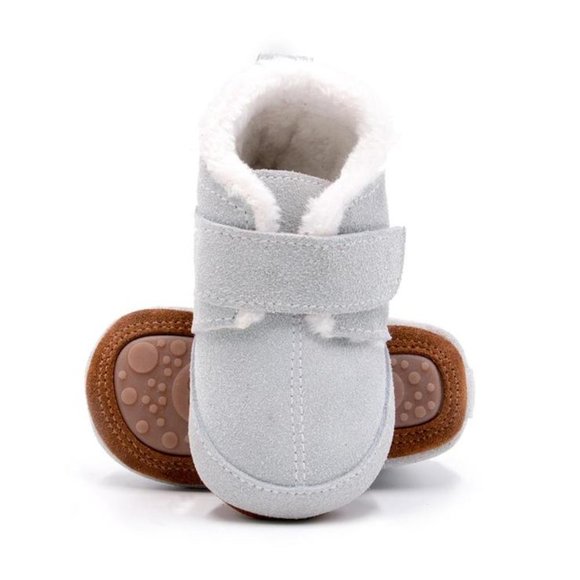 GRAY BABY TODDLER GIRL BOY LEATHER BOOTS - Picture 6 of 7